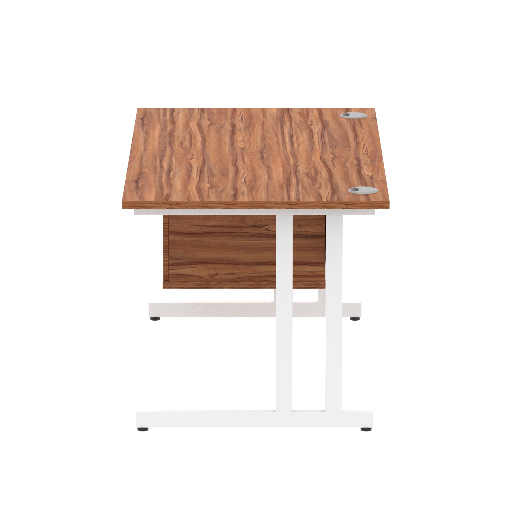 Impulse Cantilever Straight Desk White Frame With Fixed Pedestal