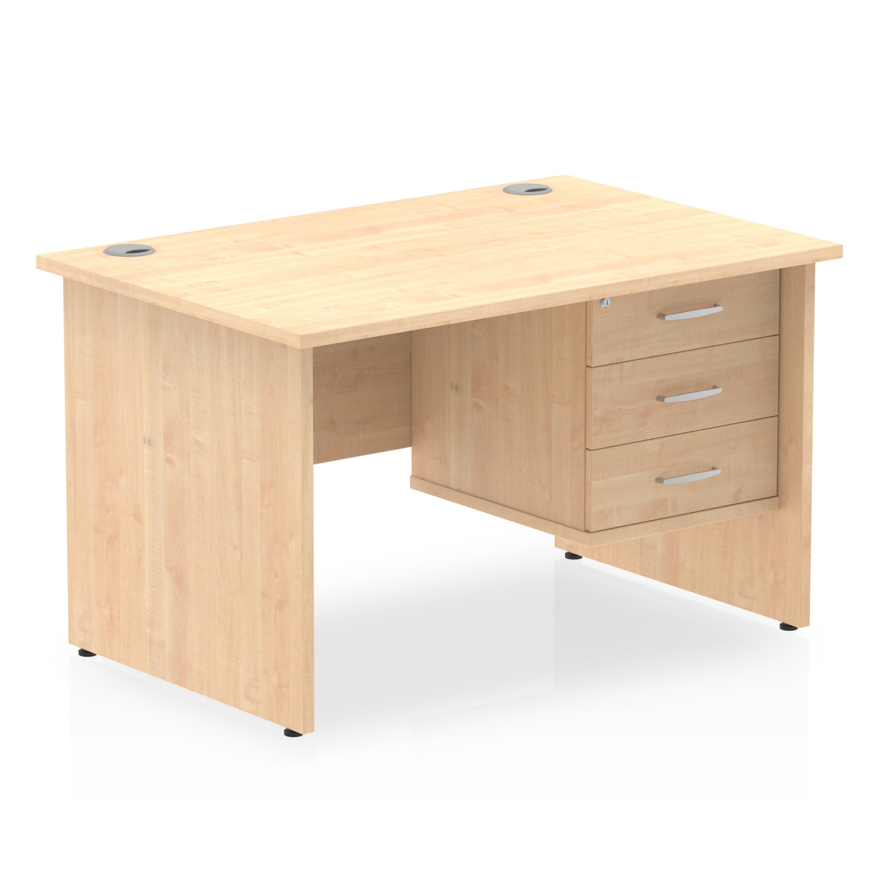 Impulse Panel End Straight Desk With Single Fixed Pedestal